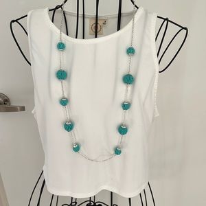 LC Lauren Conrad Teal and Silver Beaded Necklace